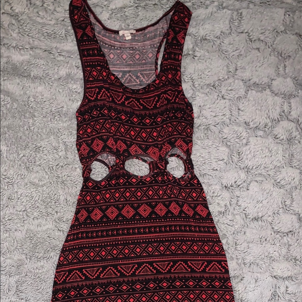 Red black tribal maxi dress